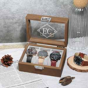 Personalized Wooden Watch Box <b>For</b> Men Engraved Luxury <b>Organizer</b> Case Solid Wood Watch Holder Unique Birthday Or - Product Image 4