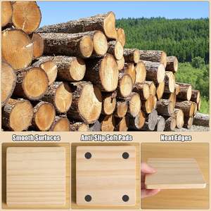 Ensemble de sous-verres ronds classiques en bois de pin écologiques sous-verres durables, naturels et élégants pour la décoration de la maison et du bureau - Product Image 3