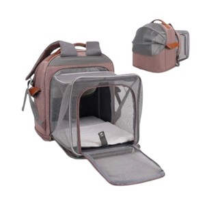 Pet Backpack Carrier Mesh Breathable For <b>Cats</b> Solid Color Quadratic Shape Zipper Closure - Product Image 2