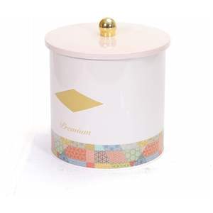 175x180mm métal rond bidon 4.1L bouton poignée Patchwork motif fond rose - Product Image 3