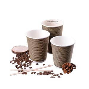 Vasos de papel desechables ondulados naturales 100%, tamaños de 4oz/6oz/9oz/12oz/16oz, Bebidas frías y calientes adecuadas para kits de fiestas de hoteles - Product Image 5