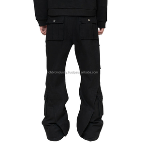 กางเกงยีนส์ขายาวผ้ายีนส์สำหรับผู้ชายขนาดใหญ่พิเศษกางเกงยีนส์ขาบานออกแบบโลโก้ได้ตามต้องการ - Product Image 5