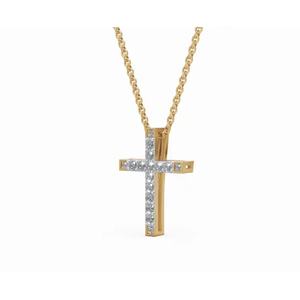 Refined Aurelian <b>Cross</b> Lab Grown Diamond Pendant Round Cut 0.200 Ct 9 KT 14 KT 18 KT Gold Wholesale OEM Fine Jewelry Supplier - Product Image 2