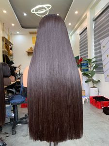 Peluca de cabello humano vietnamita liso, con corte recto en las puntas, trama virgen Remy, negro natural, de múltiples donantes. - Product Image 4
