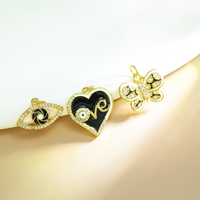 Goutte noire huile taureau ours cuivre émail breloque cubique zircone pendentif collier accessoires dégoulinant d'huile pendentif collier pour les femmes