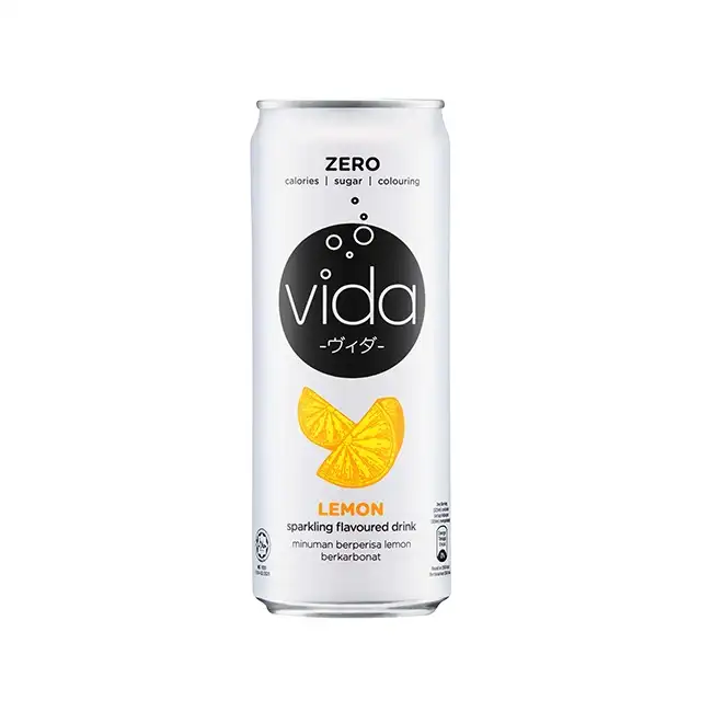 Sparkling Water Vida 0 Brand Lemon Flavor Sparkling Water No Color No Fat No Sugar 1 Carton 24 Cans 325ml Per Can