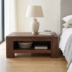 Mesita de Noche Rústica Moderna Minimalista de Madera de Teca, Mesita de Noche Minimalista Diseñada para Conjuntos de Muebles de Dormitorio de Hotel - Product Image 2