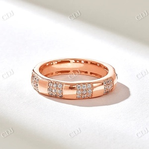 Nueva llegada Dome Wedding Band 14K Oro amarillo Anillo de diamante natural Precio al por mayor para damas Anillos DE BODA certificados - Product Image 5