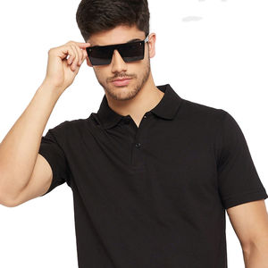 Fabricante 100% algodón hombres Polo camisetas transpirable manga corta de punto Casual patrón sólido bordado más bordado - Product Image 5