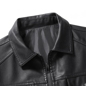 Fashion Genuine Sheepskin Tanned Leather Jacket Men Vintage Motorcycle Wine Red Zipper Moto Biker Clothing Slim Fit <b>Coats</b> - Product Image 4