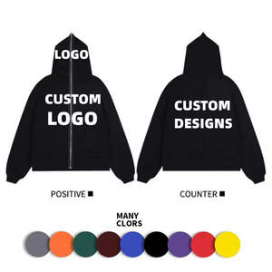 เสื้อฮู้ดโอเวอร์ไซส์แบบซิปของผู้ชายผ้าฝ้าย100% พิมพ์ลายพัฟโฟมขนแกะสีทึบพิมพ์ลายสำหรับฤดูหนาว - Product Image 3