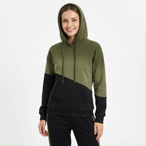Sudaderas con Capucha para Mujer con Diseño de Logotipo Personalizado, Bloques de Color, Estilo Urbano, Hombros Caídos, Sudadera con Capucha de Algodón y Felpa - Product Image 1