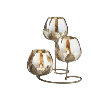 Portavelas de Viento de Moda Más Vendido con Base de Metal y Cuerpo de Vidrio con Base de Vidrio - Product Image 1