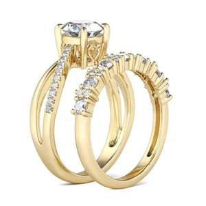 Ensemble de bagues en argent sterling plaqué or Jeulia, coupe ronde - Style tendance - Product Image 3