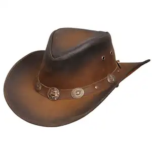 2023牛仔帽真皮澳大利亚高级皮革西部复古时尚牛仔帽巴基斯坦制造NAF