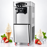Machine à glace molle commerciale en acier inoxydable homologuée CE, 3 saveurs, meilleur prix, machine à glace molle commerciale automatique