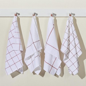 New Trending 100% Cotton Plain White <b>Red</b> Striped Design Kitchen Cleaning Everyday Highly Absorb Washable <b>Tea</b> <b>Towels</b> Sustainable - Product Image 5