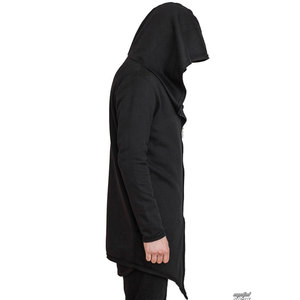 Sudadera con capucha para hombre, negra, larga, estilo urbano, 100% algodón, con cremallera completa, dobladillo curvo, para gimnasio, con logo personalizado, OEM, al por mayor - Product Image 2