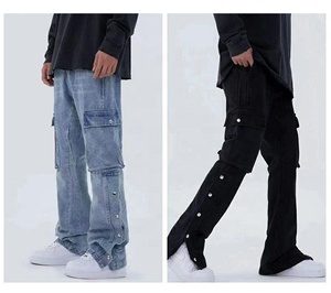 Pantalon en denim à impression personnalisée pour hommes Pantalon d'extérieur en coton spandex tricoté léger en coton délavé de haute qualité pour hommes - Product Image 5