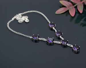 Collier en argent sterling 925 fait à la main avec améthyste africaine, forme poire, pierre précieuse violette, bijou solitaire, cadeau - Product Image 5