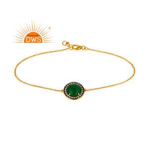 สร้อยข้อมือหินอัญมณีสีเขียวชุบทอง18K - Product Image 1