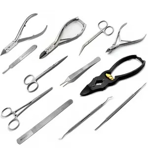 Professional Toes Nails Scissors Cutters Clippers Stainless Steel Nail Files Nail Nippers Chiropody Podiatry Surgery Kit 12Pcs