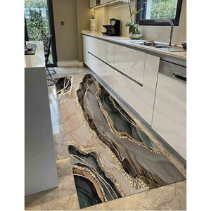 Tapis imprimé marbre brun : Chenille, Moderne, Décoration intérieure, Épais, Mariage, Cuisine, Tapis d'appoint, Tapis en chenille - Product Image 3