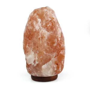 Dimmer interruttore di cristallo di legno di rocca grande pietra Base naturale decorazione Pakistan rosa lampade di sale himalayano con logo personalizzato