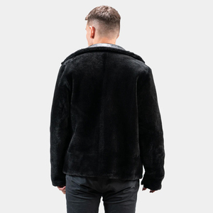 Chaqueta Bomber de cuero informal para hombre, piel de oveja, cierre de cremallera, cuello vuelto, talla extra, chaqueta de otoño para motocicleta, gruesa teñida - Product Image 6