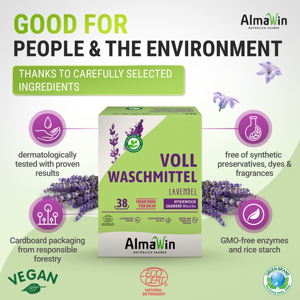 AlmaWin RTS 3 Lessive en Poudre Lavande 2Kg - 38 Lavages, Booster de Puissance de Lavage Végétalien pour Bébé, 30-95°C - Product Image 3