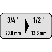 Réducteur d'outil GEDORE 3219, entraînement carré 3/4 po vers sortie carrée 1/2 po, longueur 55 mm - Product Image 4