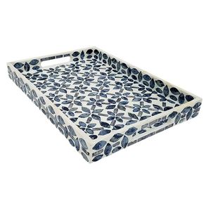 Plateau de service rectangulaire au design floral en bois et résine pour la maison, hôtel et restaurant, prix en gros, ustensiles de cuisine en bois sans danger pour les aliments - Product Image 1