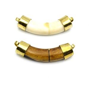 สร้อยคอจี้ทำมือจากกระดูกควายสีขาวและสีน้ำตาล กระดูกควายแท้พร้อมไข่มุกธรรมชาติ รูปทรงคู่รัก แบบโซ่ - Product Image 2