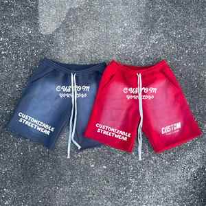 Short de sport de haute qualité pour hommes, jogging de couleur unie délavé à l'acide avec logo de sérigraphie personnalisé Streetwear respirant et lourd - Product Image 4