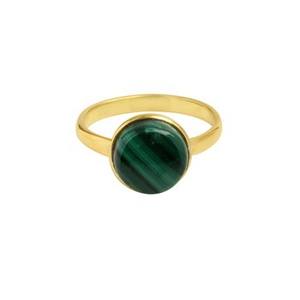 Top vente 10mm lisse Malachite pierre précieuse 18K plaqué or à la main délicate bague en argent Sterling pour les femmes pour les fêtes Fine - Product Image 5