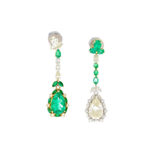 10กะรัตโคลอมเบียมรกตเพชรลดลง18K สองโทนสีทองรูปทรงลูกแพร์สะท้อนผลเครื่องประดับสแตนเลสที่ทันสมัย - Product Image 5