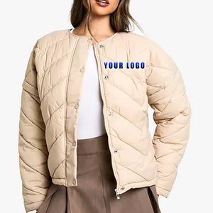 Wholesale New Arrived Casual wear <b>Lightweight</b> Warm Bubble <b>Jacket</b> Custom Printed Logo Crop <b>Women</b> Puffer <b>Jacket</b> For <b>Women</b> - Product Image 1