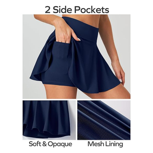 Wholesale Women's Tennis Golf <b>Skirts</b> High <b>Waisted</b> with Pockets Inner Shorts Tennis <b>Skirt</b> High Quality With <b>Low</b> Quantity - Product Image 3