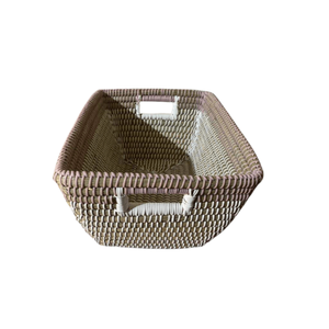 Eco Friendly Handmade water hyacinth rattan bin seagrass woven <b>storage</b> basket with handle made in Bangladesh - Product Image 1