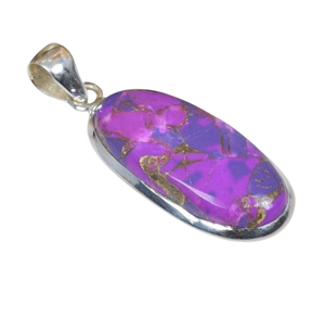 Pendentif tendance en argent sterling 925 avec pierre précieuse naturelle turquoise cuivre violet JCA002 de JESSICA CREATION, rhodié noir, fait à la main - Product Image 1