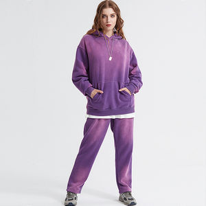 Survêtement à manches longues pour hommes, respirant à capuche, ensembles d'entraînement sportif, couleur unie, hiver, imprimé, 100% coton - Product Image 4