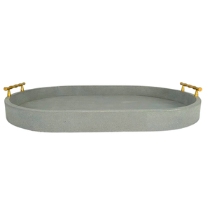 Bon marché en vrac 0.58x0.38x0.065 Shagreen Faux ovale stockage thé/nourriture plateaux de service avec poignée - Product Image 4