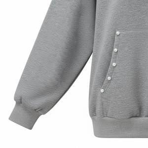 Sweat-shirts décontractés à capuche gris pour femmes, très demandés, avec logo personnalisé, design pierres, respirants, style streetwear pour l'hiver - Product Image 6