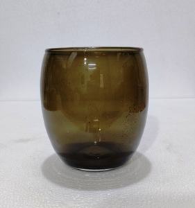 Amber Brown Rounded Glass Tumbler <b>candle</b> <b>votive</b> Oceans Gaze Classic Style Indoor All Occasion Decorative Flameless - Product Image 1
