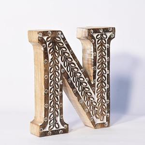 Blocs en bois alphabétiques fabriqués en Inde, sculptures de mots en bois faites à la main, décoration de table, décorations murales - Product Image 1