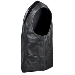 Gilet de motard en cuir véritable pour homme, Vintage, lourd, fermeture éclair à revers, cuir de vache véritable, gilet sans manches - Product Image 5