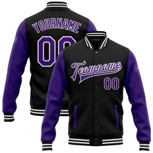 Industria directa al por mayor Casual invierno personalizado blanco Kelly verde rayas Kelly verde bombardero Full-Snap Varsity Letterman chaqueta - Product Image 6
