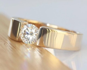 14k Solid Gold Solitaire Tension Set <b>Rings</b> for Men 1.00CT Round Cut Lab Grown Diamond Mens Daily Wear <b>Ring</b> Proposal for Him - Product Image 4