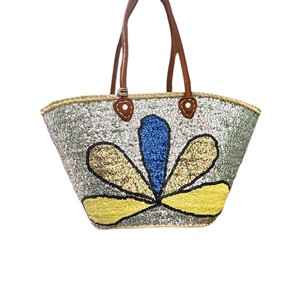 Sac fourre-tout marocain tissé à la main avec poignées en cuir véritable, forme tonneau, pour la plage et le shopping, pour femmes - Product Image 5