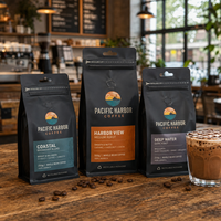 Sacs à café personnalisés AT PACK France 250g 500g avec valve et fermeture éclair refermable pour l'emballage de grains de café torréfiés et de café moulu